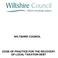 WILTSHIRE COUNCIL CODE OF PRACTICE FOR THE RECOVERY OF LOCAL TAXATION DEBT