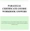PARALEGAL CERTIFICATE COURSE WORKBOOK ANSWERS