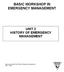 BASIC WORKSHOP IN EMERGENCY MANAGEMENT