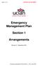 Emergency Management Plan. Section 1. Arrangements