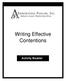 Writing Effective Contentions. Activity Booklet