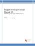 Budget Developer Install Manual 2.5