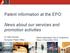 Patent information at the EPO: News about our services and promotion activities