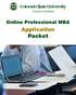 Online Professional MBA. Application Packet