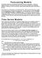 Forecasting Models. Time Series Models