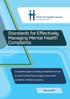 Consultation Paper: Standards for Effectively Managing Mental Health Complaints