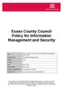 Essex County Council Policy for Information Management and Security