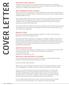 COVER LETTER WHAT DOES A COVER LETTER DO? WHAT INFORMATION SHOULD I INCLUDE? WHERE DO I START? SAVING YOUR COVER LETTER