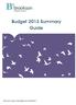 Budget 2013 Summary Guide