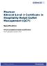 Pearson Edexcel Level 3 Certificate in Hospitality Retail Outlet Management (QCF) Specification