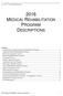 2016 MEDICAL REHABILITATION PROGRAM DESCRIPTIONS