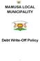 MAMUSA LOCAL MUNICIPALITY. Debt Write-Off Policy