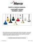 PARTS & SERVICE MANUAL for CONTEMPO SERIES WARMER LAMPS