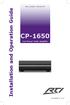 Installation and Operation Guide CP-1650. Cool Power Audio Amplifier 70-210098-27 V1.0 1