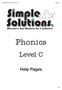 Simple Solutions Phonics. Phonics. Level C. Help Pages