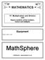 MATHEMATICS. Y5 Multiplication and Division 5330 Square numbers, prime numbers, factors and multiples. Equipment. MathSphere