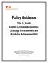 Title III, Part A English Language Acquisition, Language Enhancement, and Academic Achievement Act