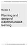 Planning and design of outcomes-based learning