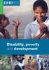 DFID. Disability, poverty and development. issues. Department International Development