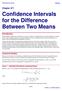 Confidence Intervals for the Difference Between Two Means