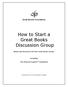 How to Start a Great Books Discussion Group