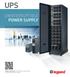 UPS UNINTERRUPTIBLE POWER SUPPLY GLOBAL SPECIALIST IN ELECTRICAL AND DIGITAL BUILDING INFRASTRUCTURES