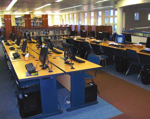 computerised network, 35 computers with Internet access for student use, an electronic book security system, and an Archives collection.