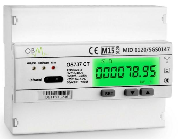 OB737 Multifunction 3 phase CT Modbus MID B & D Import Export Solar PV Meter 