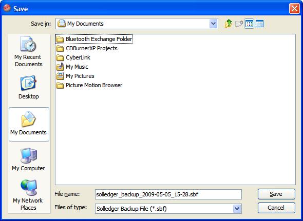 automatically names the file with the date and time of the backup. The file has an extension of '.