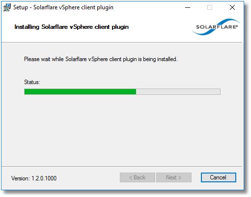 Solarflare Adapters on VMware Click Install to begin installation. If installation fails refer to Plugin Install TroubleShoot on page 211.