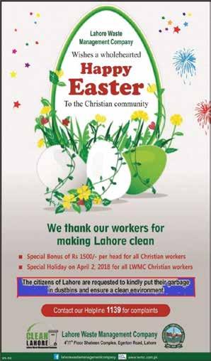 i. Sanitation Work and Domination of Groups in Public Space The two advertisements were published in 2014 and 2015 on Easter Day in Lahore.