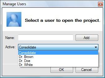 If different, Add new user to the list. In case there are more than one assessors in a project, the Consolidate option is automatically added to the list of Active users.