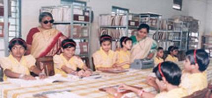 PRE PRIMARY The section comprises of Montessori and Braille classes. These classes are well equipped with beautiful tools and apparatus for sensory training useful for the students.