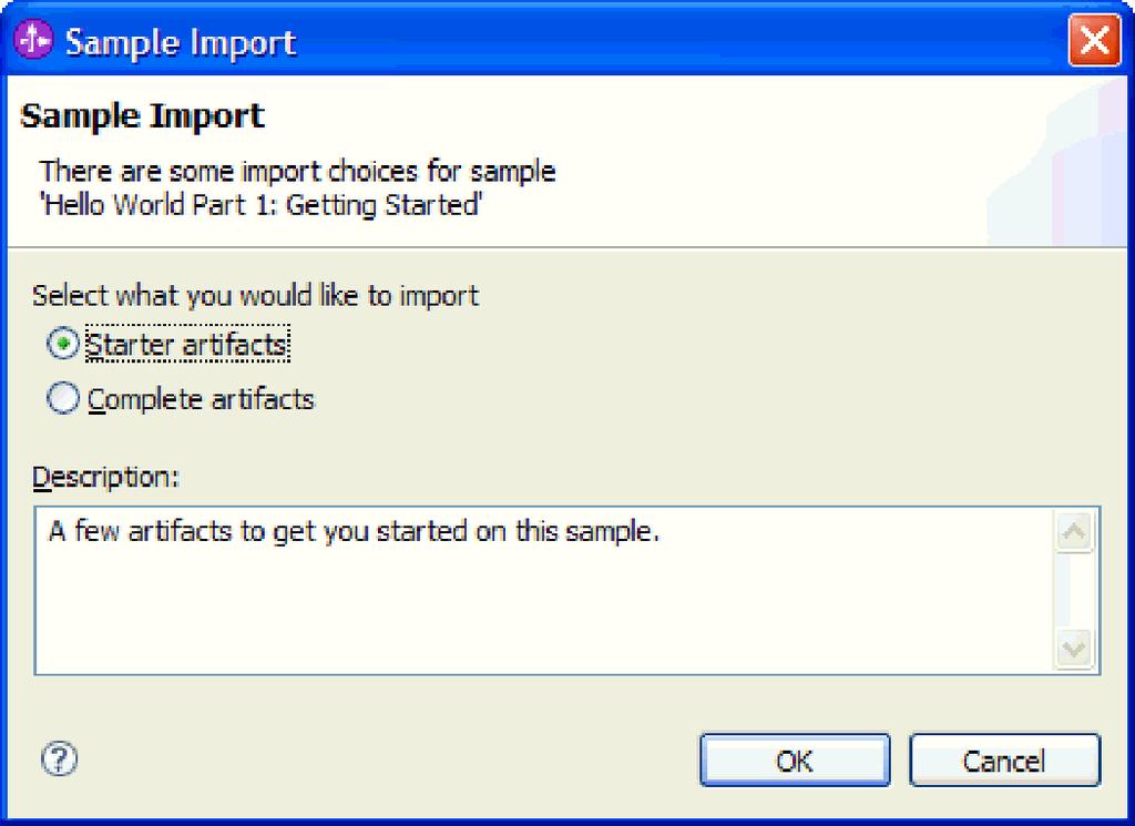 5. If you want to build the sample yourself, select Starter artifacts and click OK.