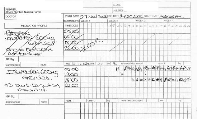 MAR example 3 Original entry shows one dose at teatime. Who made the change and when? What did the prescriber intend? 20 doses received on 15 th but treatment started on 6 th.