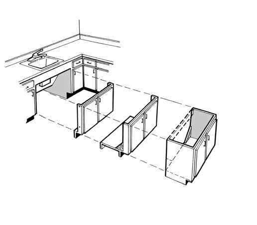 Chapter 3 - Type A and B Dwelling Units doors closed doors opening 24 Use of swinging retractable cabinet door hardware provides another excellent method to conceal knee space because the doors are