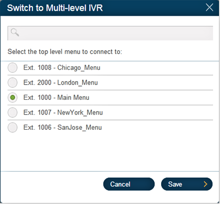 RingCentral Office Reference Guide Multi-level IVR Settings Change Auto-Receptionist from single to multi-level IVR mode As an option, you can change your Auto-Receptionist from a single-level to a