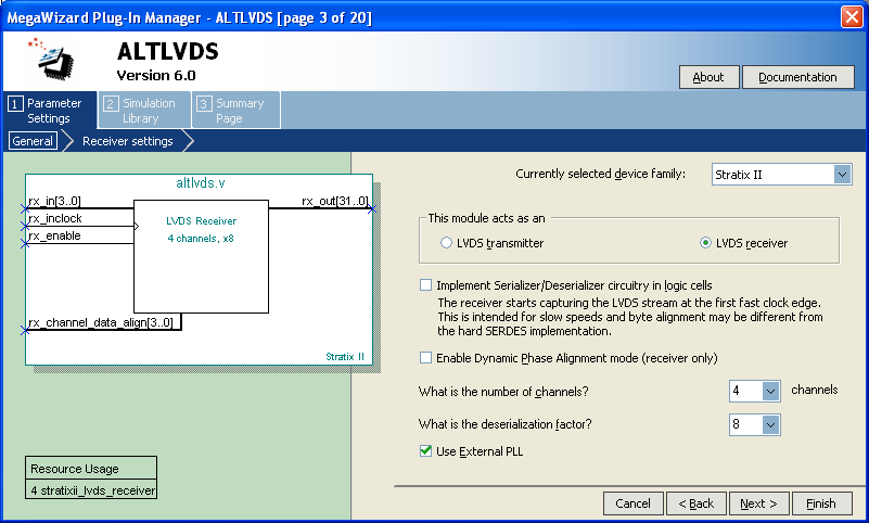 Generate an altlvds Receiver Generate an altlvds Receiver This section describes how to generate the altlvds and altpll megafunctions to generate an altlvds receiver using the MegaWizard Plug-In