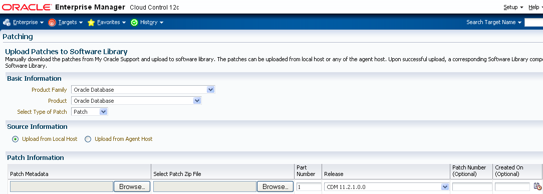 Figure 32: Upload patch On the Patch Upload page, browse to patch and its metadata to upload them.