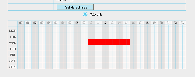Figure 3.44 2 Specify an alarm schedule Click the week day words, the corresponding column will be selected.