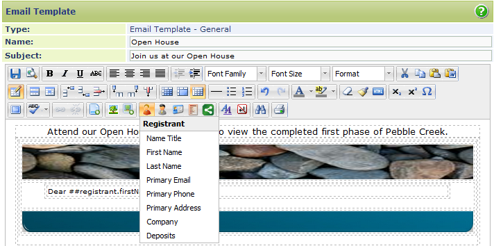 Adding Registrant and Sales Rep Information Tokens The Lasso Email Template Editor allows you to insert tokens into your Email Template that will automatically pull Registrant or Sales Rep