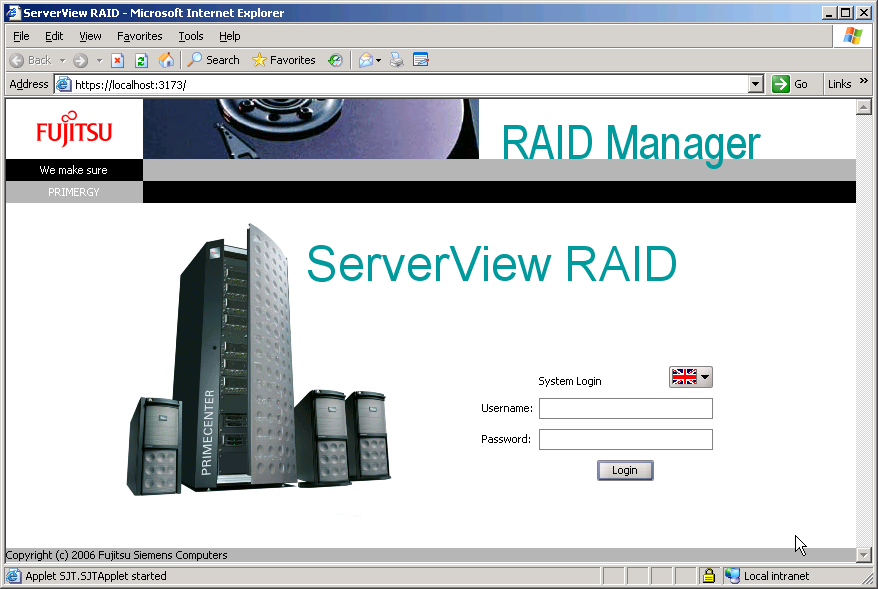 Embedded MegaRAID SATA User's Guide 4 Click [Login]. The main window of ServerView RAID Manager appears. If you type a wrong password for logging in, you may be unable to type the password again.