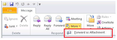 Forward an Email Item in the Archive as an Attachment On the email item that you want to forward as an attachment, first follow the steps in the section above - Double-Click to Open Email Item in New