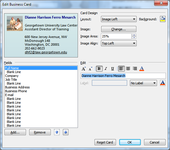 Creating Electronic Business Cards (EBCs) EBCs are very convenient, as people can easily save them to their Contacts list by right-clicking on them and choosing the Add to Outlook Contacts option.