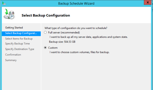 Choose Backup Schedule on the right area of the window.