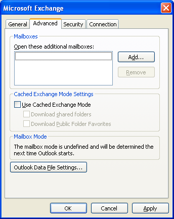 Figure: Specifying Exchange Server and Mailbox Name 2.