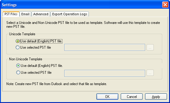 4.2 Adding New PST File using Template You can create a new PST file in the destination using a template. For that, first create an Outlook Data File in the MS Outlook.