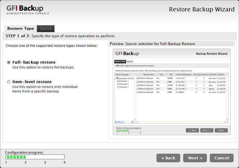 3.3 Step 3: Restoring test backup task 1.