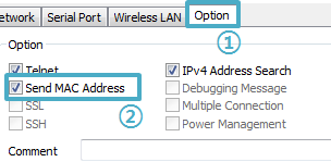 7.2.2 Sending MAC Address [Sending MAC Address] is a function that the CSW-H85K sends its MAC address to the remote host right after a connection.