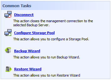 Disconnect closes the management connection to a selected backup server. Configure Storage Pool Storage pool is a location where your archives are stored.